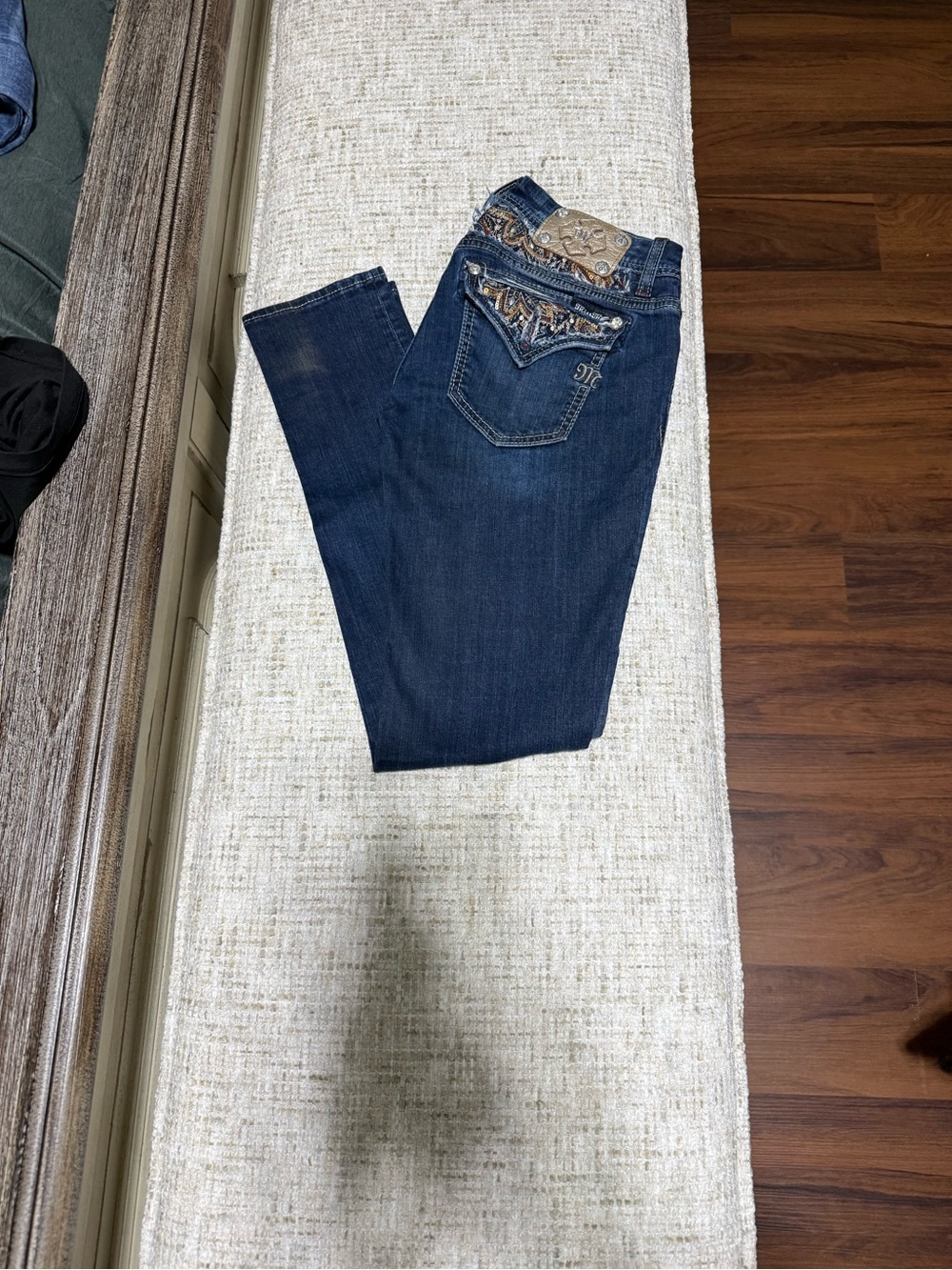 Miss Me Dark Blue Skinny Jeans with Embroidered Pocket